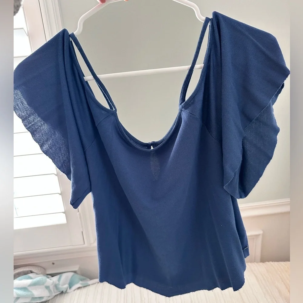 American Eagle Outfitters Soft & Sexy Blue Off Shoulder Top - Picture 3 of 5